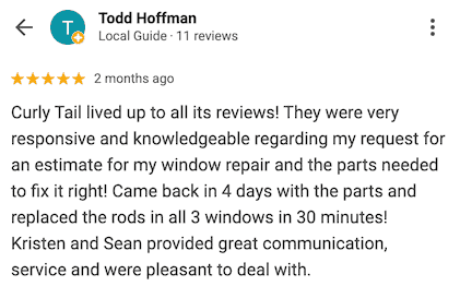 5-star Google review from satisfied customer