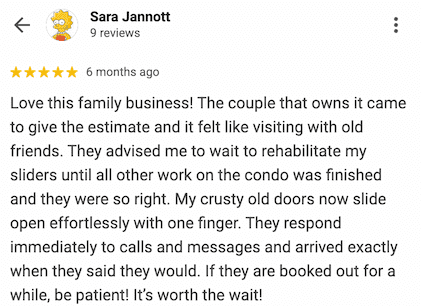 5-star Google review from satisfied customer